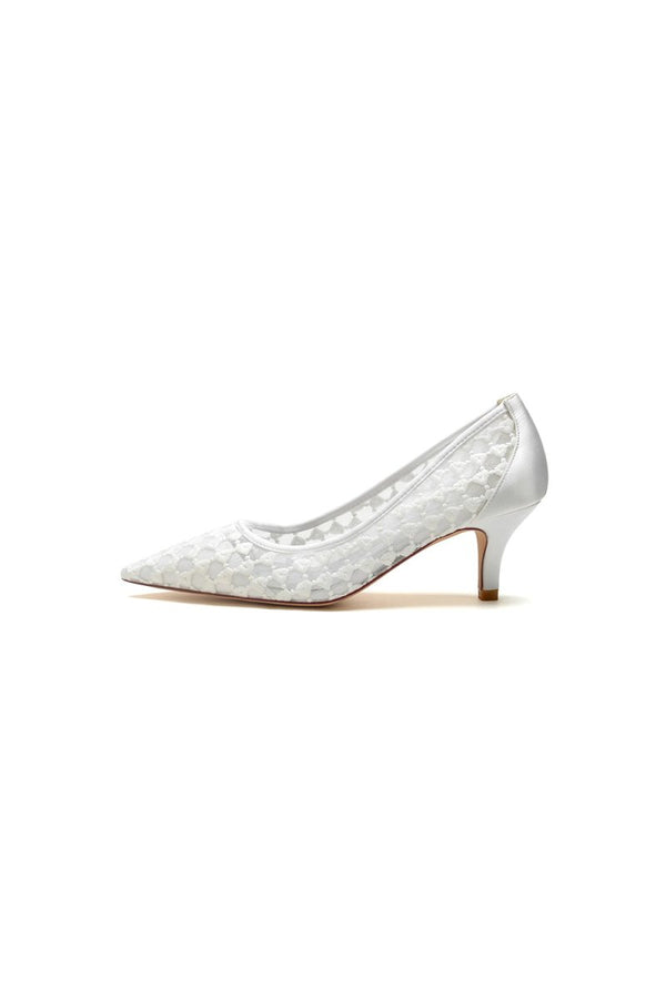 Lace Pointed Toe Wedding Stiletto Heels - KissProm