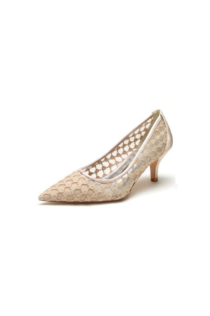 Lace Pointed Toe Wedding Stiletto Heels - KissProm