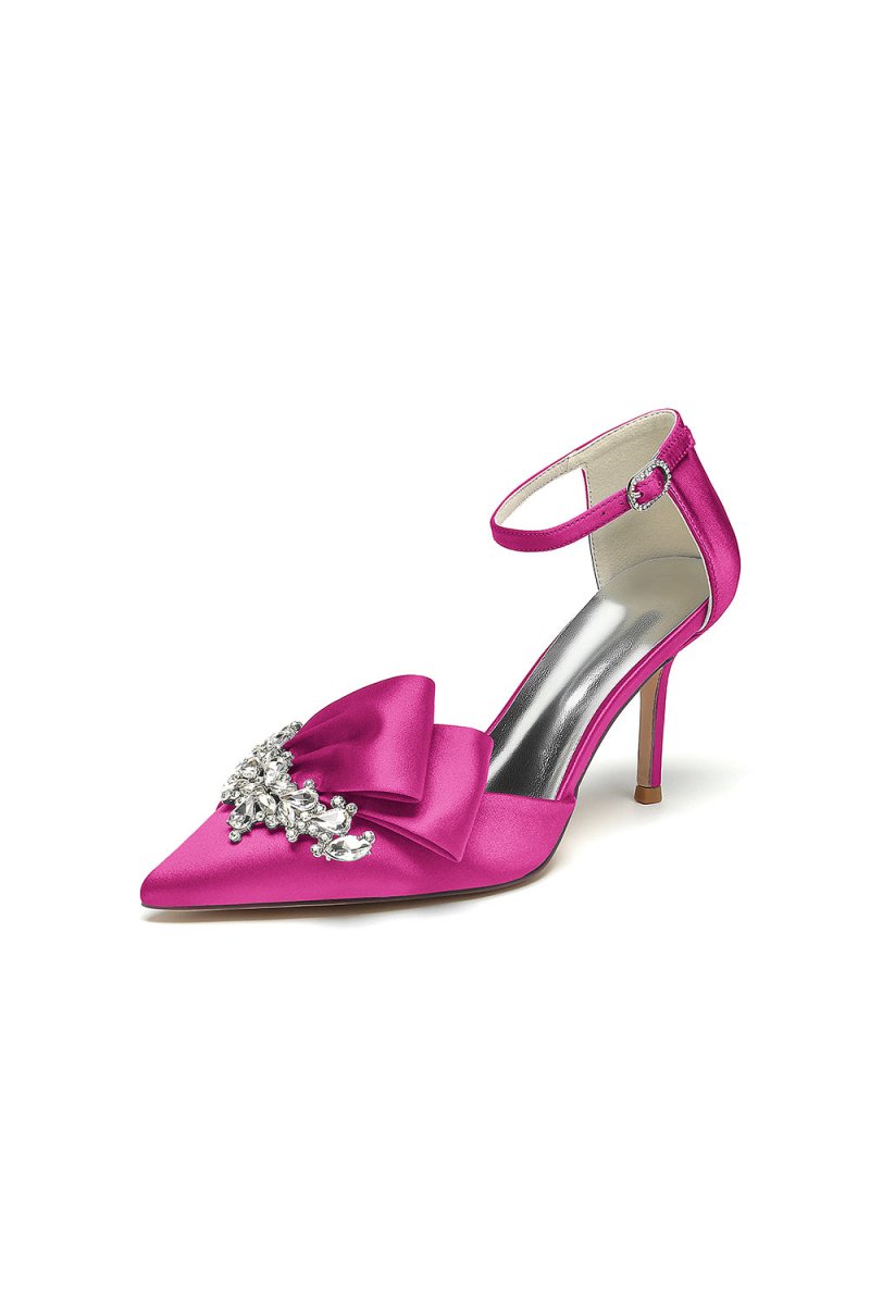 Pointed Toe With Rhinestone Stiletto Heels - KissProm
