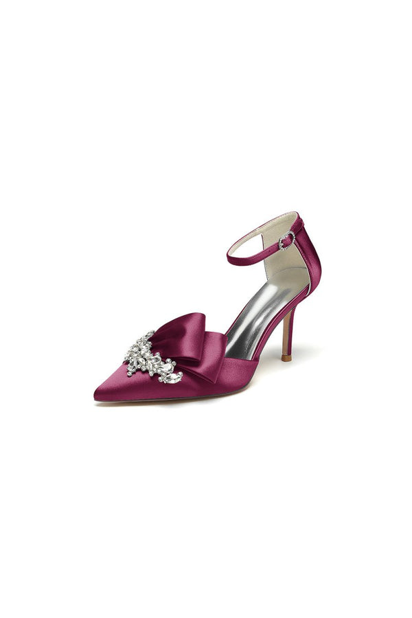 Pointed Toe With Rhinestone Stiletto Heels - KissProm