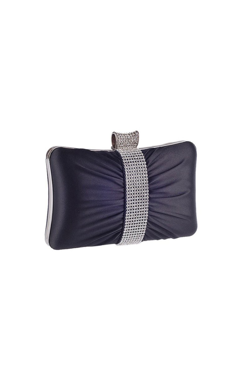 Portable Black Rhinestones Clutch Bag - KissProm