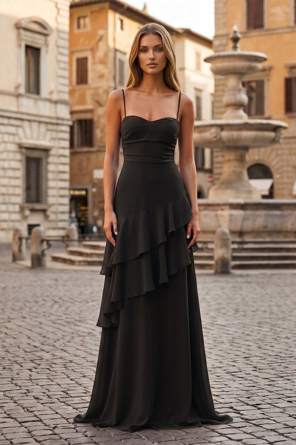 speghetti strap chiffon dress WEDTREND Women Matcha Chiffon Bridesmaid Dress Sheath Spaghetti Straps Floor Length Wedding Guest Dress, Matcha / US16
