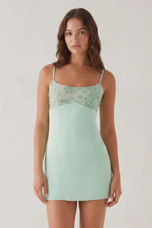 Sage Green Spaghetti Straps Sheath Linen Mini Homecoming Dress - KissProm