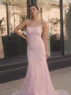 Mermaid Scoop Lace Long Prom Dress