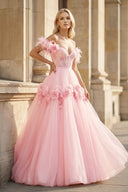 PRINCESS A - LINE OFF THE SHOULDER LACE TULLE PROM DRESS - KissProm