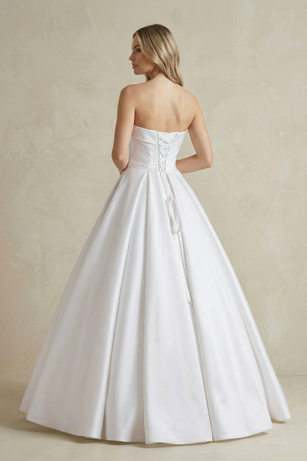 Abigale | A-Line Corset Strapless Floor Length Wedding Dress with Delicate Bow Belt -Wedding Dresses by KissProm | Available at KissProm