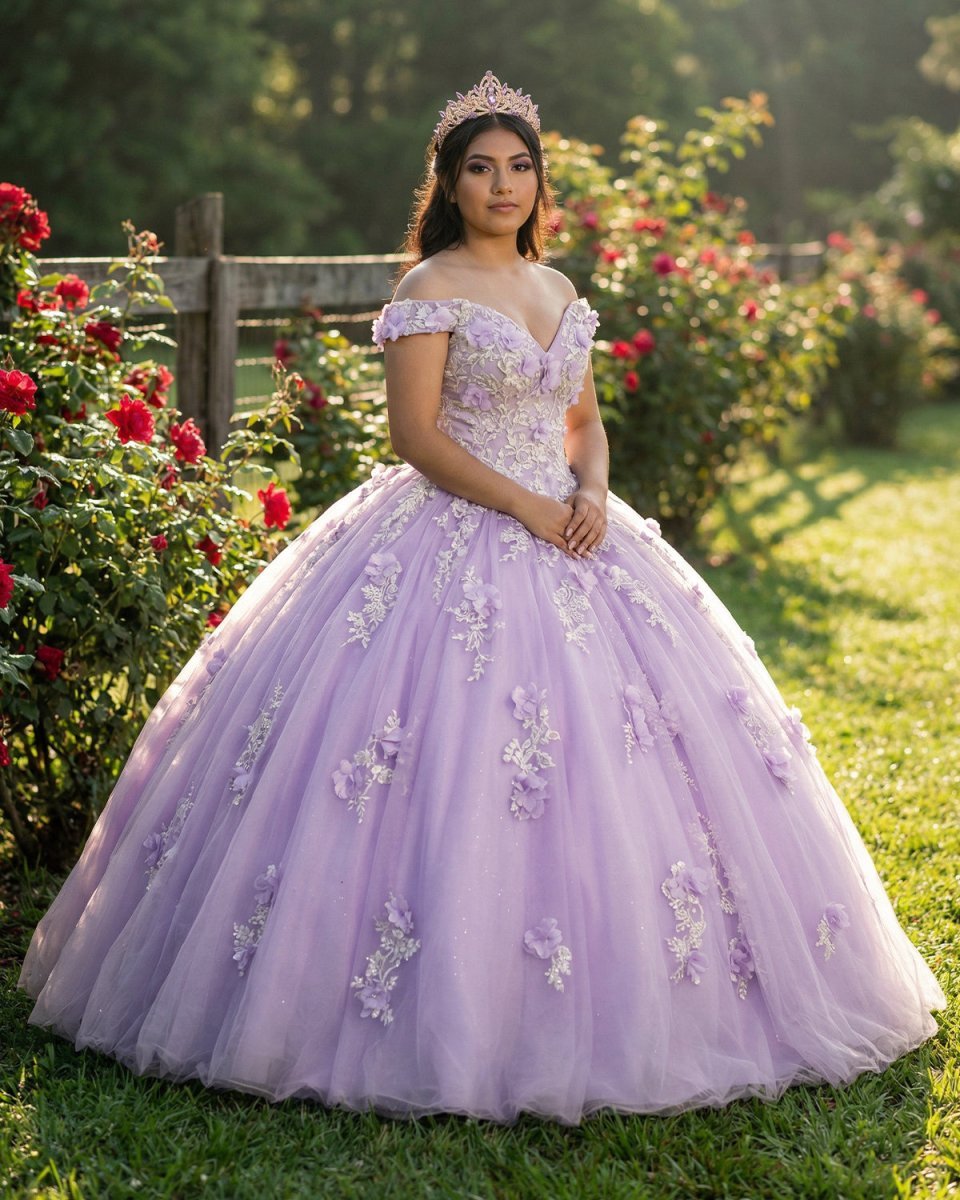 long purple dresses for weddings KissProm Princess Lavender Prom Off-the-Shoulder Ball Gown Dresses, Lavender / 8 100% Wool Long Sleeve Waist Line Color:Black/Fuchsia Floral Gulf Fashion