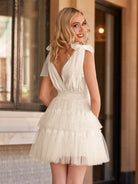 Lennon | Blush Tulle A-Line Homecoming Dress with Pearls