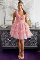 Devyn | Princess Yellow One Shoulder Knotted Ruffle Short Party Dress