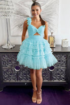 Devyn | Princess Yellow One Shoulder Knotted Ruffle Short Party Dress