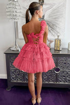 Devyn | Princess Yellow One Shoulder Knotted Ruffle Short Party Dress