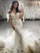 Princess Mermaid Off the Shoulder Lace Appliques Wedding Dresses - KissProm