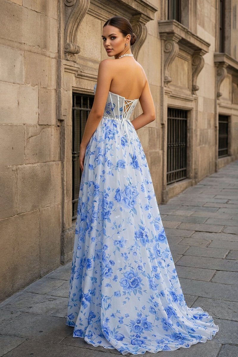 KissProm Pink Halter A Line Floral Chiffon Ruffled Formal Prom Dresses With Beading, Pink / 00