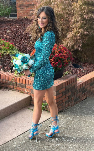 Prunella |Bodycon Long Sleeve Sequins Homecoming Dress