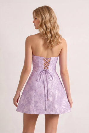 Purple A Line Scoop Neck Short Homecoming Dresses With Lace Appliques | KISSPROM