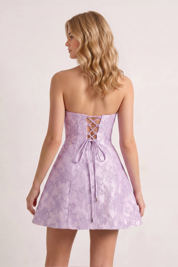 Purple A Line Scoop Neck Short Homecoming Dresses With Lace Appliques | KISSPROM