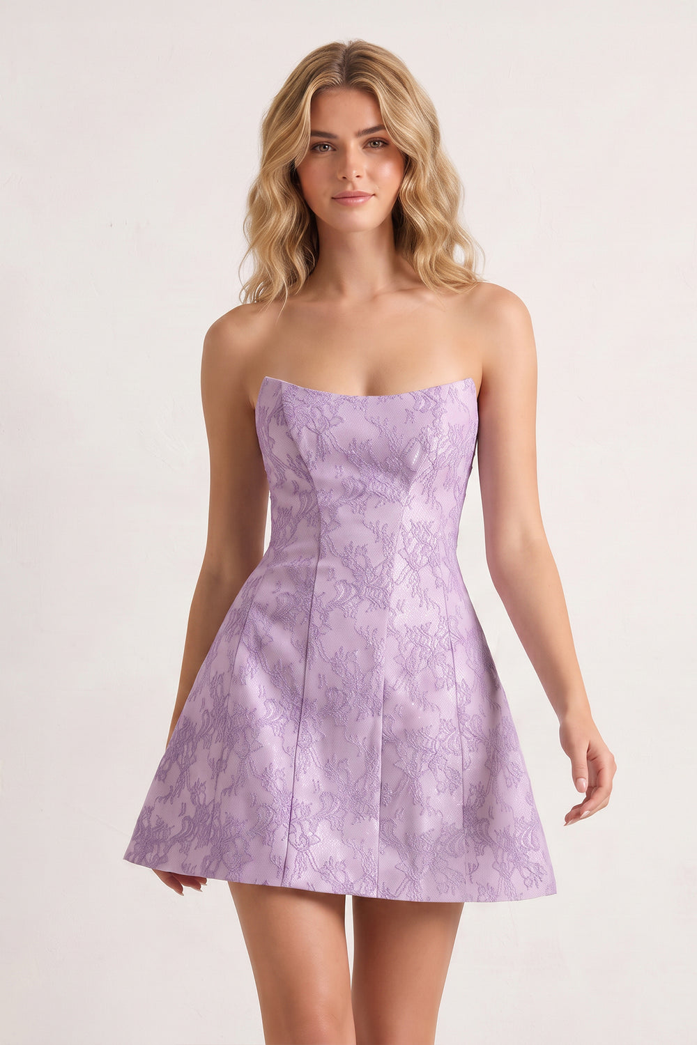 Purple A Line Scoop Neck Short Homecoming Dresses With Lace Appliques | KISSPROM