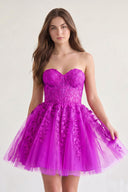 Purple A-line Sweetheart Appliques Lace Homecoming Dress With Corset Back | KISSPROM