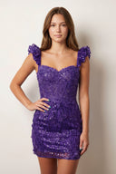 Purple Bodycon Off The Shoulder Sequins Short Homecoming Dresses | KISSPROM