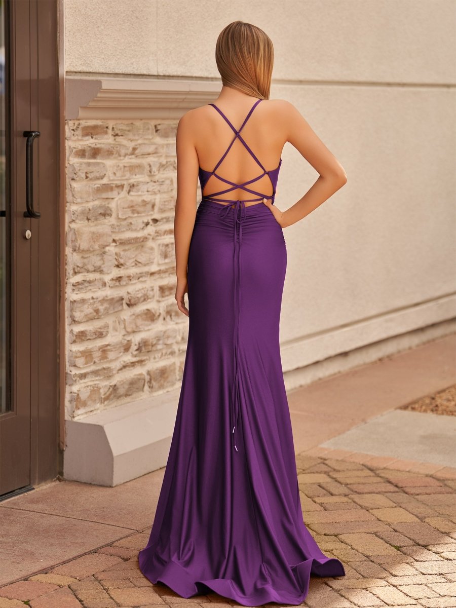 Elisabeth | Mermaid Spaghetti Straps Jersey Prom Dress with Slit