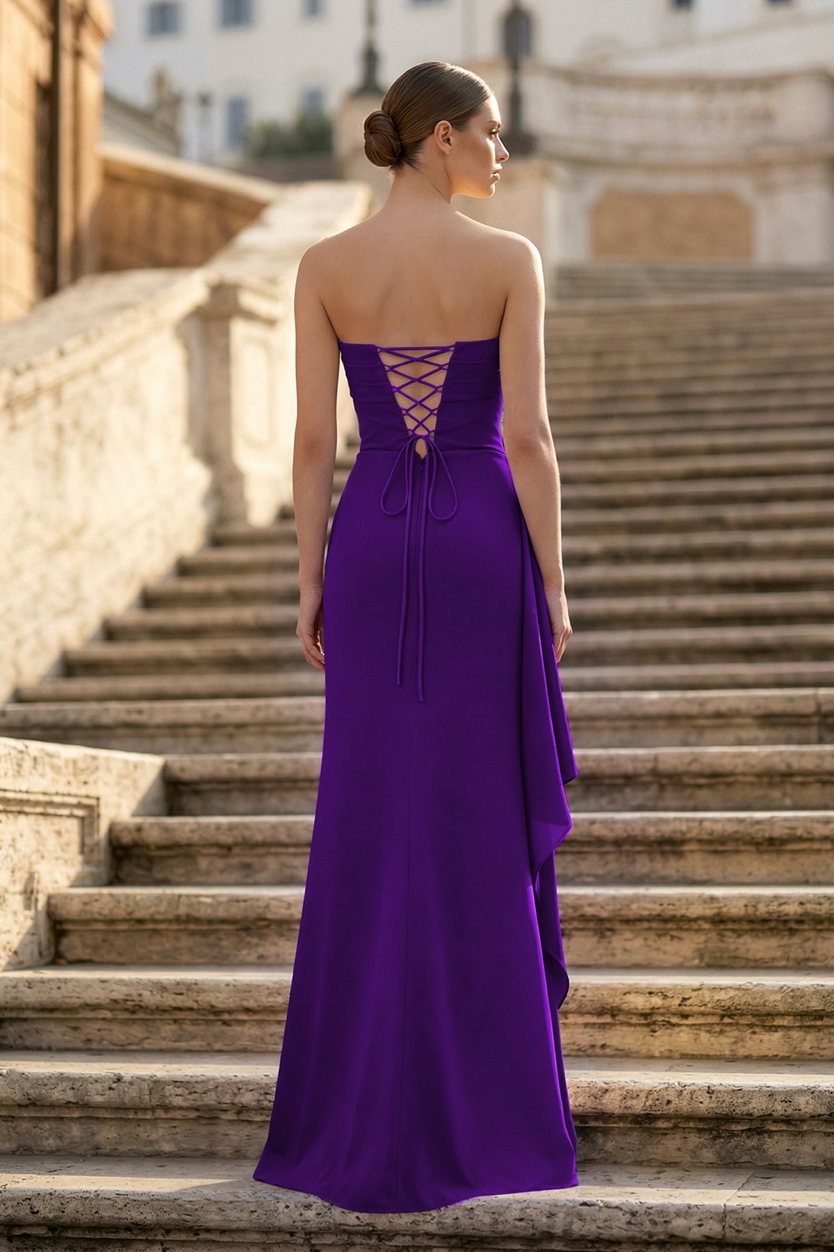 open lace back dress La Femme 32121 Prom Dress - Dark Berry main image 1