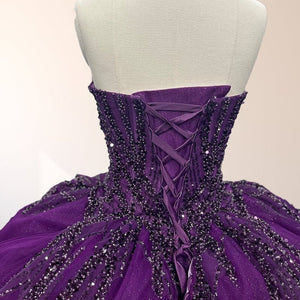 Purple Organza A Line Sweetheart Quinceanera Dresses