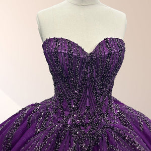 Purple Organza A Line Sweetheart Quinceanera Dresses