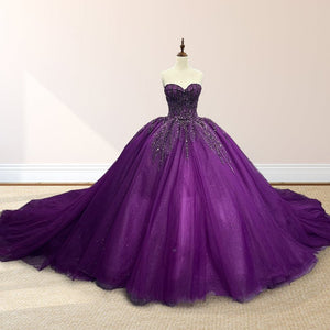 Purple Organza A Line Sweetheart Quinceanera Dresses