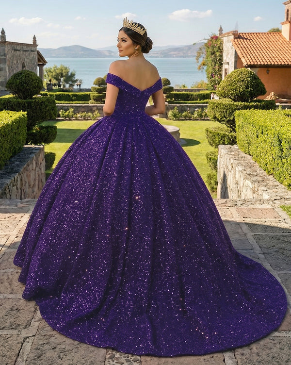 Purple Quinceanera Dress Ball Gown Quinceanera Dresses Off Shoulder (2) | KISSPROM