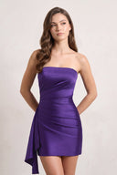 Purple Sheath Strapless Satin Mini Party Dress | KISSPROM