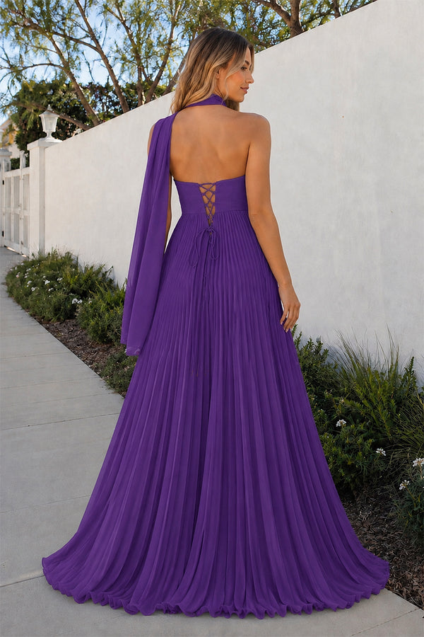 Purple Sweetheart Chiffon A Line Long Formal Dress (2) | KISSPROM
