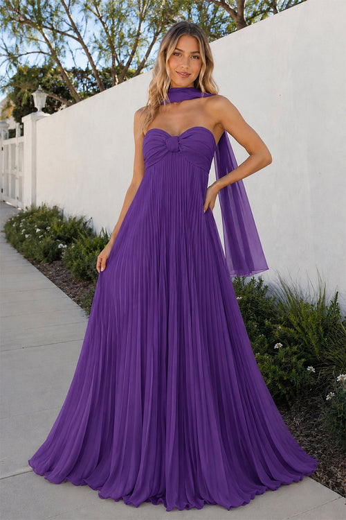 Purple Sweetheart Chiffon A Line Long Formal Dress | KISSPROM