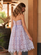 Cecil | Purple Sweetheart A Line Corset Party Dress With Applique