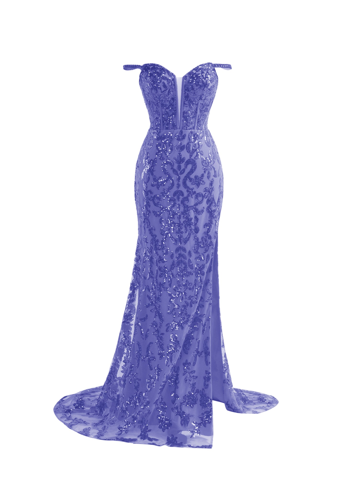 Erryn |Purple Sheath Sequins Long Prom Dress with Slit