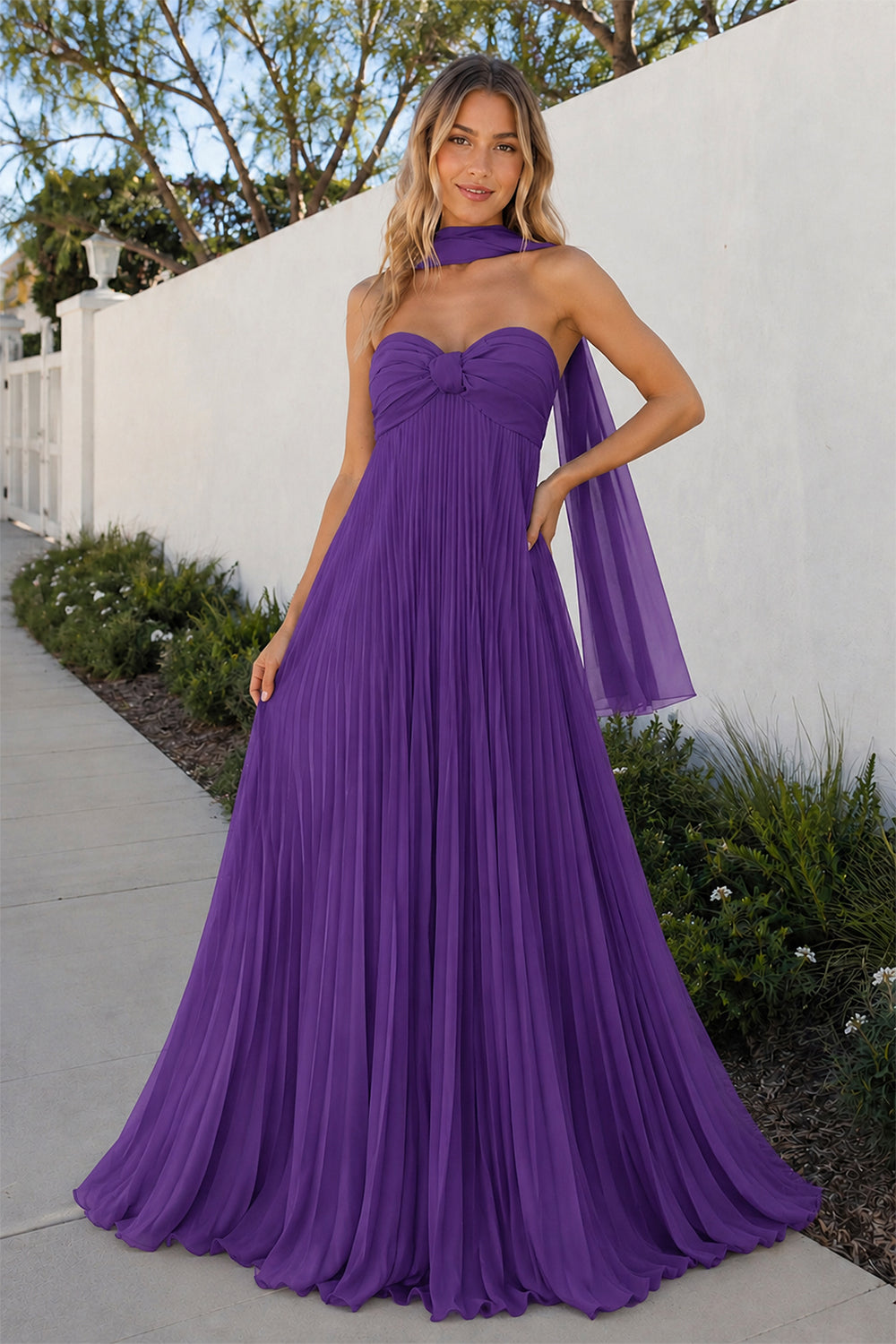 A Line Purple Sweetheart Chiffon Long Prom Dress – Prom Dresses by KissProm | Available at KissProm