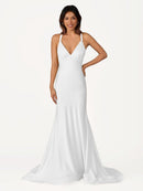 Quaylee | Yellow Mermaid V-Neck Satin Prom Dresses With Tail Evening Dress