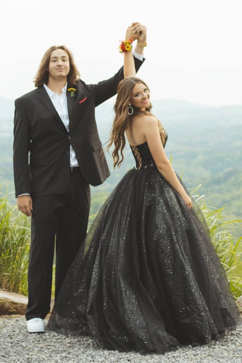 Glitter Tulle Sweetheart Black Long Quinceanera Dresses, Black / 0 Glitter Tulle Sweetheart Black Long Quinceanera Dresses, Black / 0
