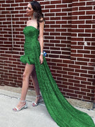 Rael | Green - Strapless Bodycon Sequins Homecoming Dresses With Feather