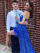 Rael | Royal Blue - Strapless Bodycon Sequins Homecoming Dresses With Feather
