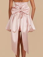 Raelee | Pink - Strapless A Line Satin Short Homecoming Dress With Bow