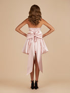 Raelee | Pink - Strapless A Line Satin Short Homecoming Dress With Bow