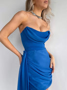 Ravelle | Royal Blue - Sheath Scoop Neck Short Homecoming Dresses With Train