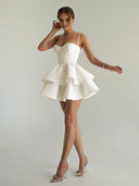 Ivory - A Line Sweetheart Satin Ruffles Short Homecoming Dress – Homecoming Dress by KissProm | Available at KissProm