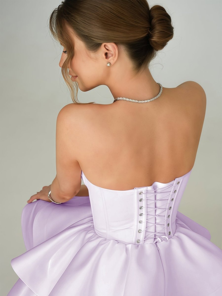 Ravena | Lavender - A Line Sweetheart Satin Ruffles Short Homecoming Dress
