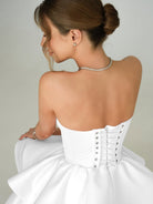 Ravena | White - A Line Sweetheart Satin Ruffles Short Homecoming Dress