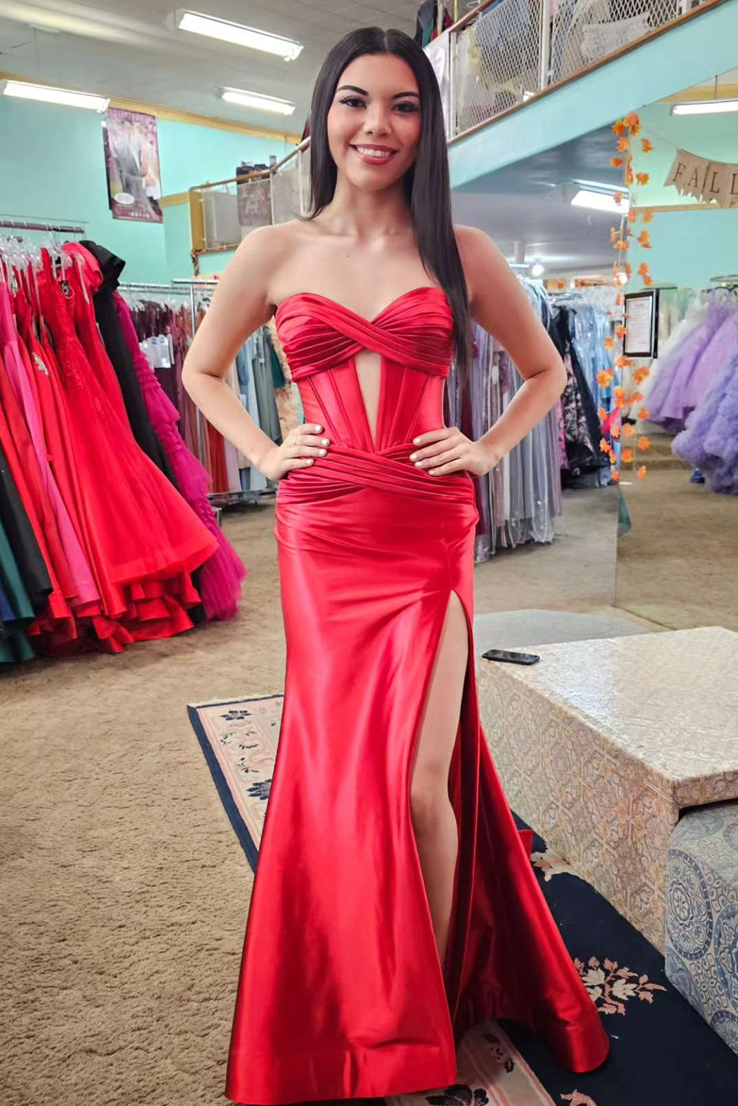 Brylee|Black Sweetheart Satin Mermaid Long Prom Dress