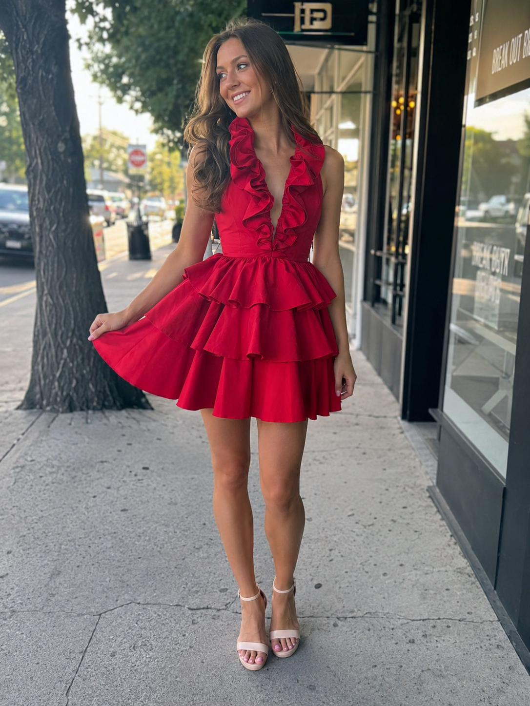 red halter homecoming dress Long Sleeve A-Line with Appliques You decide KissProm A-Line Deep Halter Satin