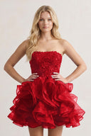 A-line Lace Appliques Organza Short Homecoming Dress - KissProm