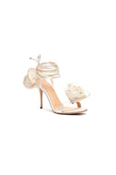 Red Flower Lace Up High Heel Sandals - KissProm