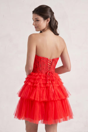 Red Ivy| A Line Sweetheart Homecoming Dress with Ruffles (2) | KISSPROM